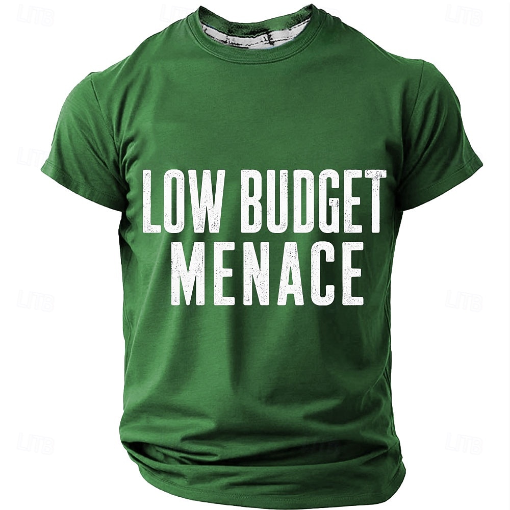 Men's Low Budget Menace Funny Letter Graphic Sarcastic Streetwear T-Shirt Regular Fit Casual Blue Designer Clothing Apparel S M L XL XXL XXXL 2026 - $19.99 –P3