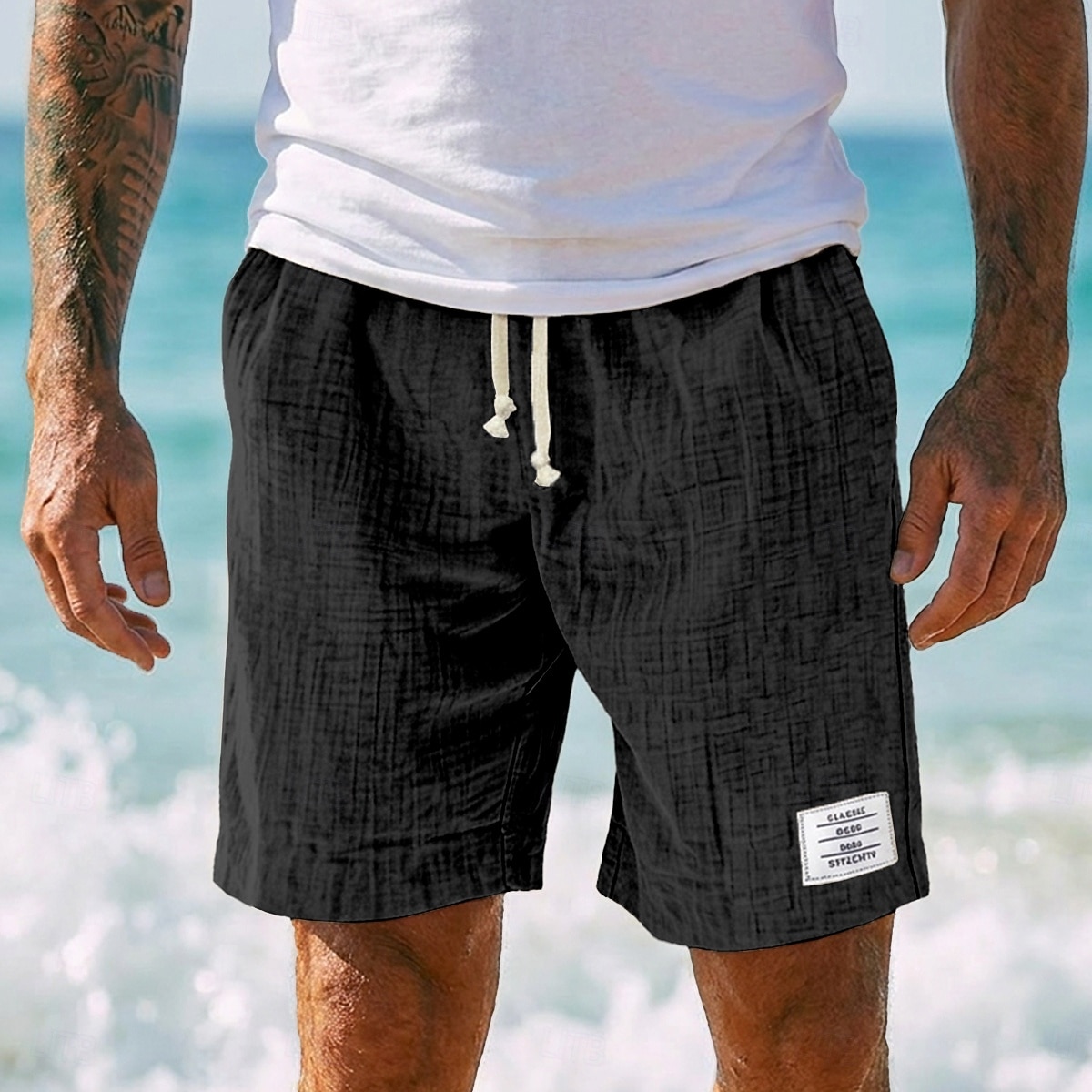 Hombre Pantalón corto Pantalones cortos de verano Pantalones cortos de playa Pantalones cortos casuales Correa Cintura elástica Color sólido Con Texturas Comodidad Longitud de la rodilla Diario 2026 - $25.99 –P13