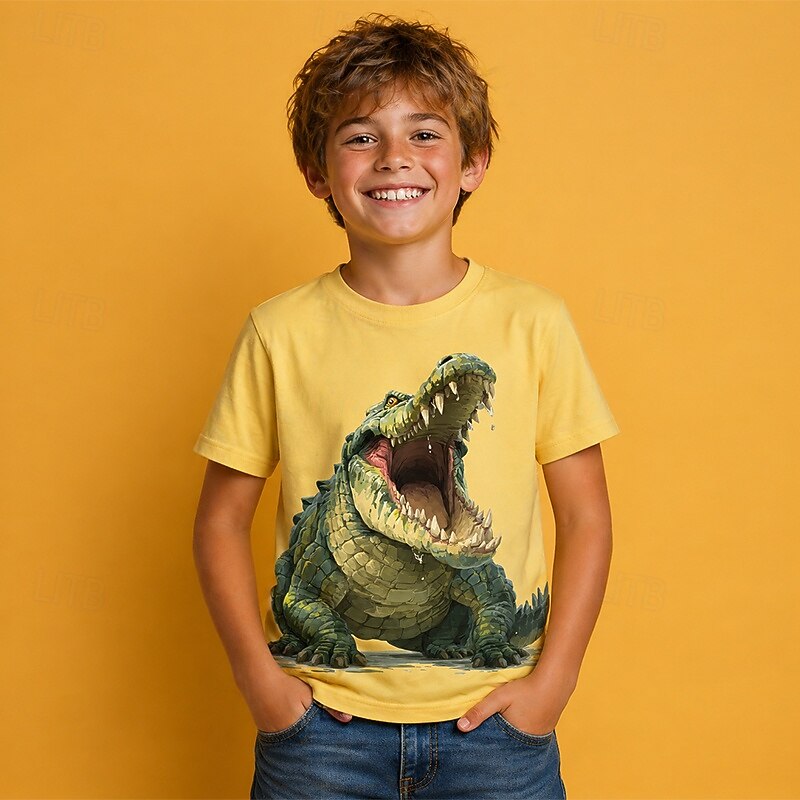 Jungen 3D Tiermotiv 3D T-Shirt Kurzarm 3D-Druck Sommer Frühling Übertrieben Designer Kinder 4-12 Jahre Party Normale Passform 2026 - $13.49 –P3