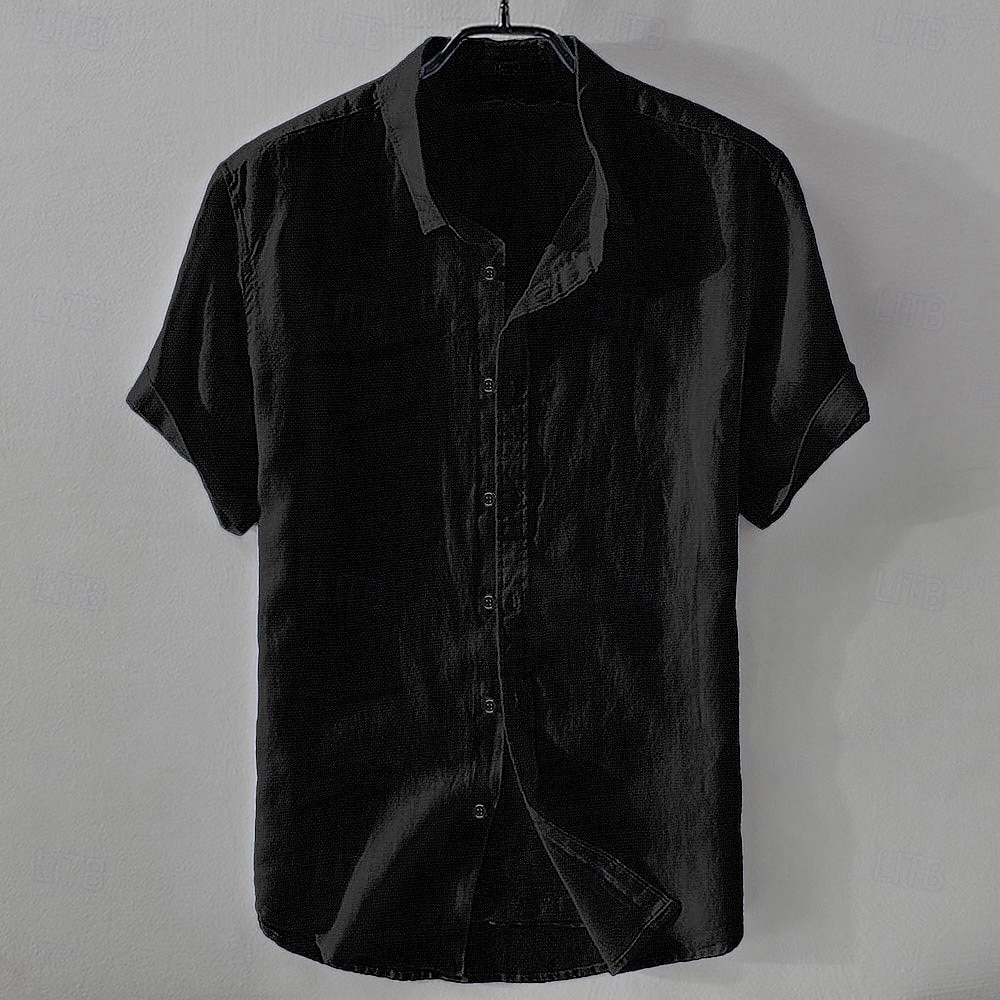 Per uomo Camicia Camicia di lino Camicia casual Camicia di cotone Semplice Vacanza Streetwear Nero Bianco Rosa Blu Manica Corta Collo ripiegato Estate Abbigliamento Bottonato del 2026 a $22.99 –P15