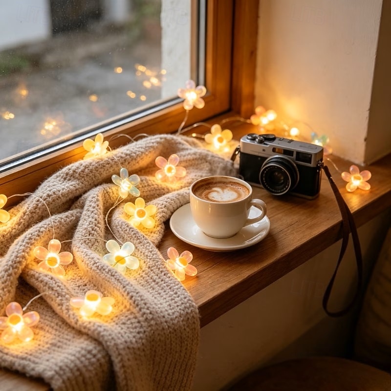 Luzes de fada românticas em forma de flor de cerejeira, 2m, 20 LEDs, estilo rústico, para decoração de interiores, ideal para casamentos, aniversários, festas, quartos, salas de estar, varandas e de 2026 por $12.99 –P5