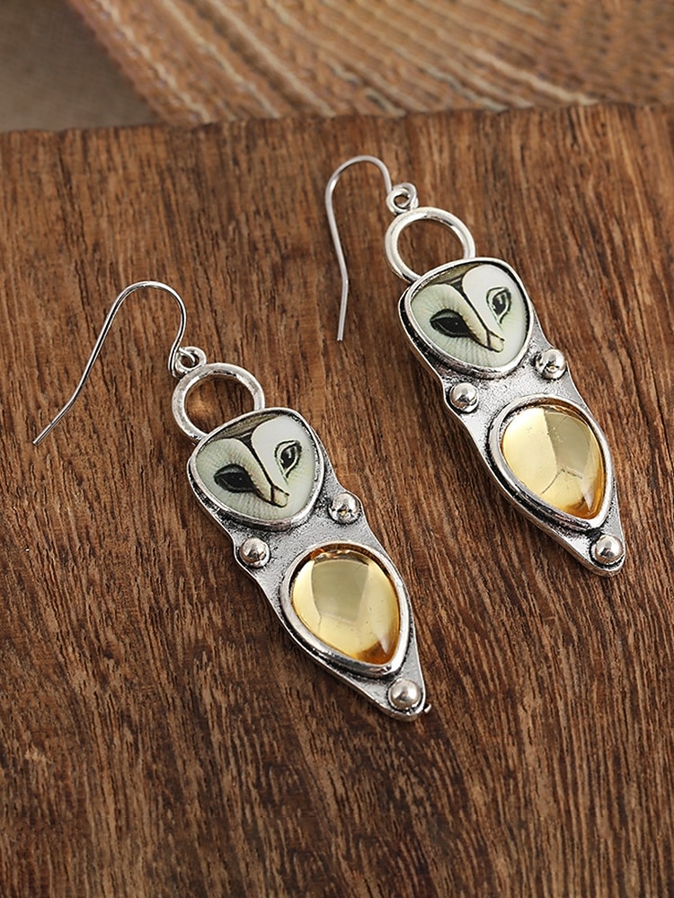 Vintage uilenoorbellen voor dames, zilverkleurige legering dierensieraden, boho natuurgeïnspireerde hangende oorbellen voor volwassen vrouwen, zomerse casual kleding, tuinfeest, reiscadeau 2026 - $7.99 –P5