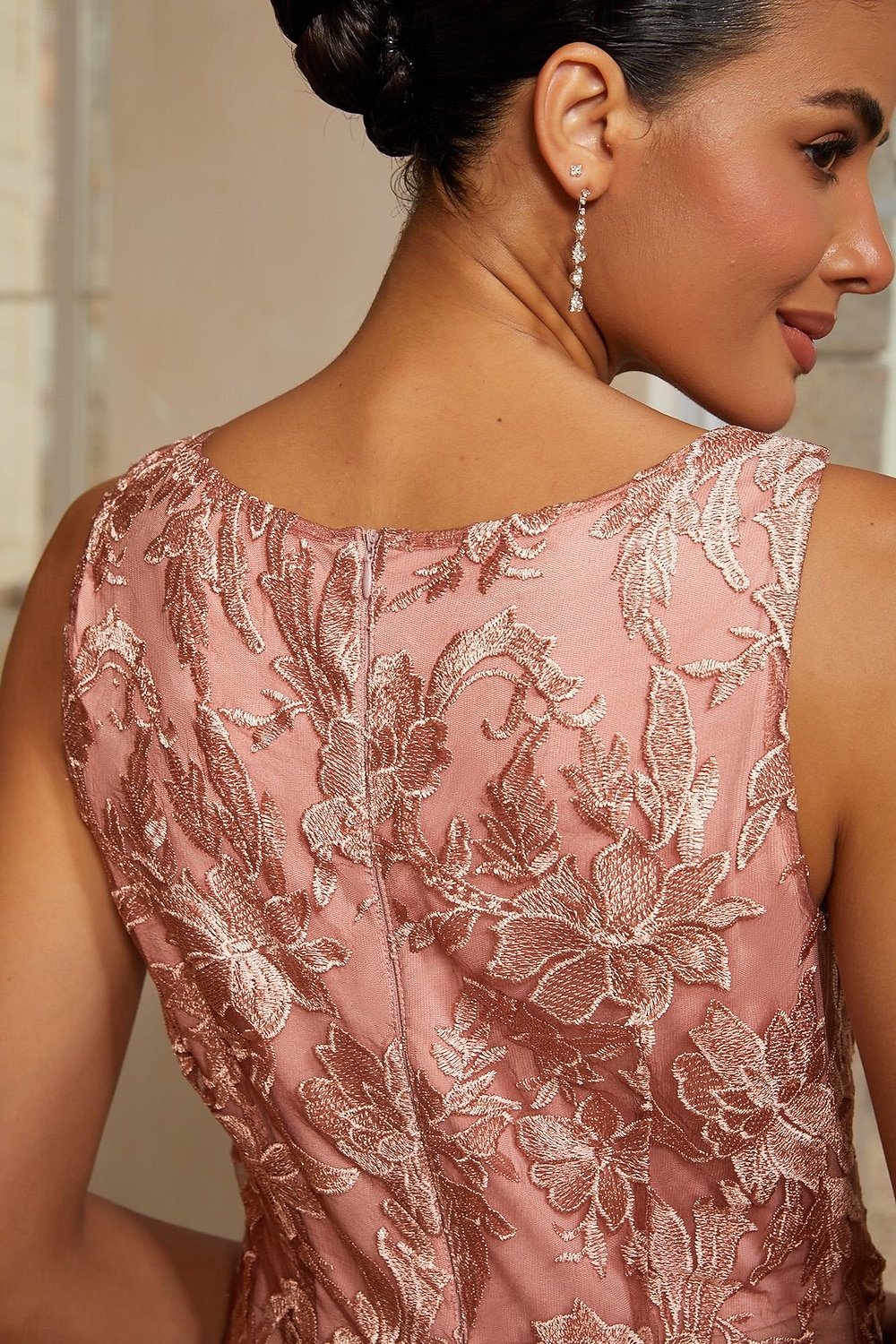Women's A-Line 2-Piece Dress Sets Cocktail Dress Wedding Guest Dress Tea Length Crew Neck Sleeveless 3/4 Length Sleeve Illusion Sleeve Elegant Mother Of The Bride with Satin Lace Floral Combo Splicing 2026 - $139.99 –P9