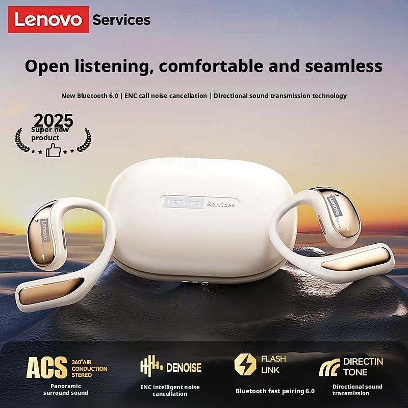Lenovo LE505 Open Ear Wireless Headphones, Bluetooth 6.0 Air Conduction Earbuds, 360 ACS Panoramic Sound & Dolby Atmos, ENC Noise Canceling Mic, Waterproof Sport Earphones for Android iOS 2026 - $38.99 –P6