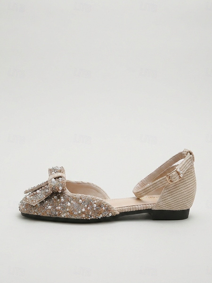 Women's Party Rhinestone Bowknot Low Heel Square Toe Fashion Fabric Ankle Strap Almond Black Pink 2026 - $42.99 –P4