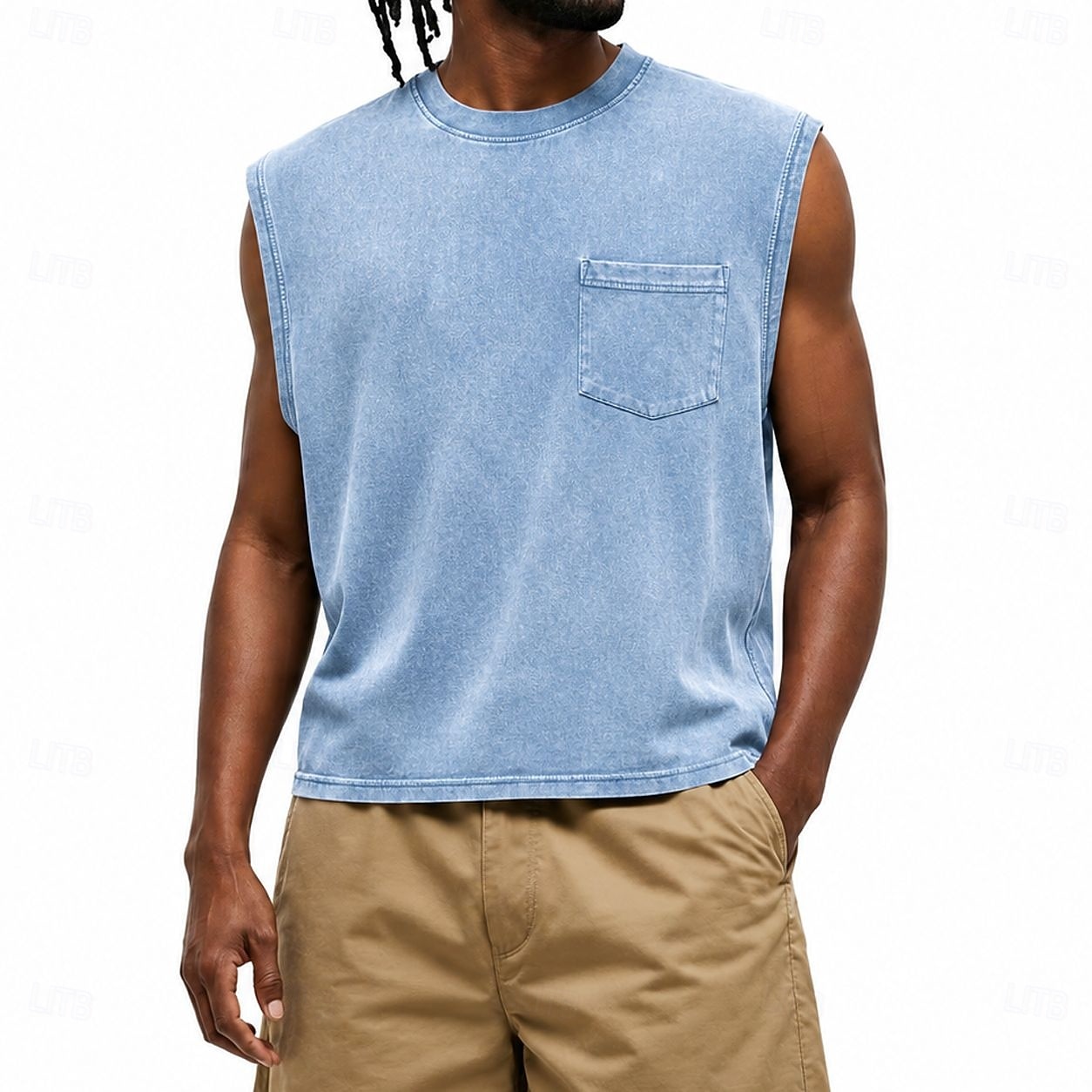 Men's Tank Top Vest Top 100% Cotton Acid Wash Shirt Sleeveless Crew Neck Hooded Zip Summer Spring Plain Fashion Designer Basic Plain Casual Vacation Street Black Purple Light Blue Top Tee for Men 2026 - $31.99 –P6