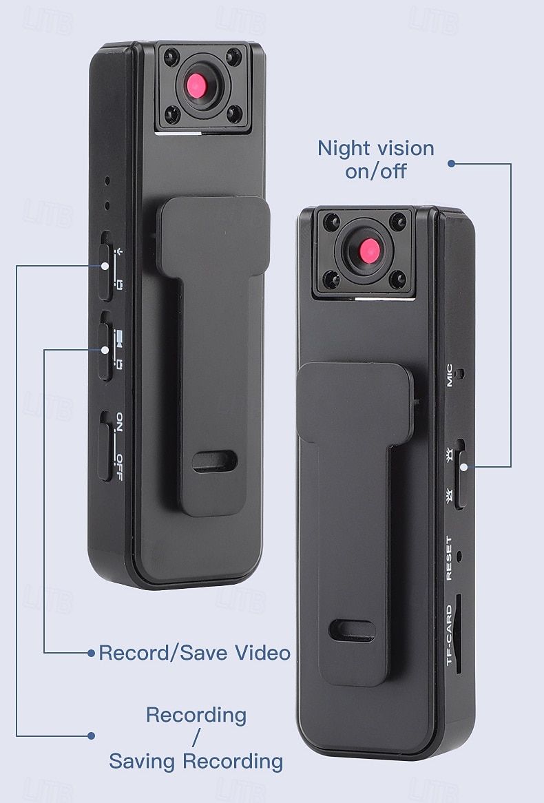 1080p HD-bodycamera met infrarood nachtzicht, mini draagbare clip-on beveiligingscamera voor thuis, kantoor en buiten, draagbare videorecorder met sportstabilisatie en activering met één druk op de 2026 - $28.99 –P9