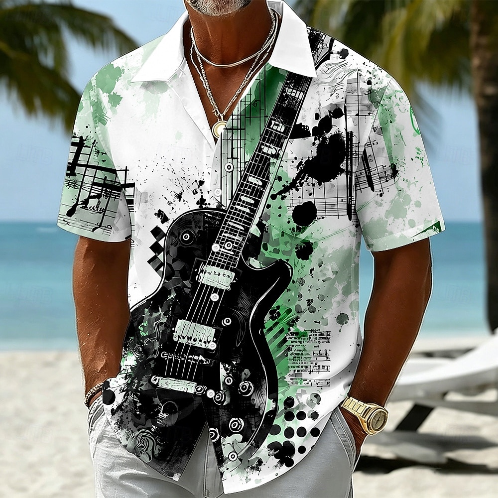 Per uomo Chitarra Strumento musicale Camicia Camicia Estiva Camicia con Bottoni Manica Corta Vintage Retrò All'aperto Vacanza al Mare Estate Primavera Collo ripiegato Stampa 3D Camicie con bottoni del 2026 a $12.99 –P3