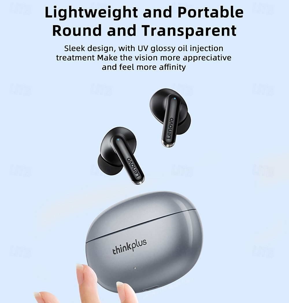 Lenovo thinkplus Wireless Earbuds, Bluetooth 5.3 Headphones with Noise Cancelling, HiFi Stereo TWS In-Ear Earphones with Mic, Charging Case, Sport Earbuds for iPhone and Android, Grey & Black 2026 - $35.99 –P26