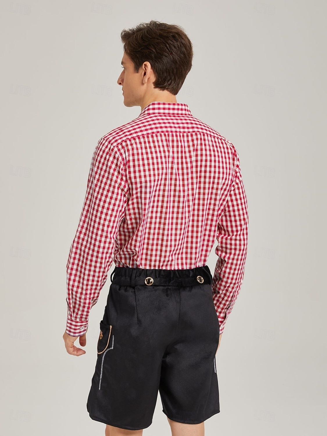 Oktoberfest Koszula Czerwona kratka Gingham bawarski Niemiecki Alpejski Łąki Męskie Karnawał Impreza Festiwal Piwa Tkanina w stylu tradycyjnym 2026 - $29.99 –P7