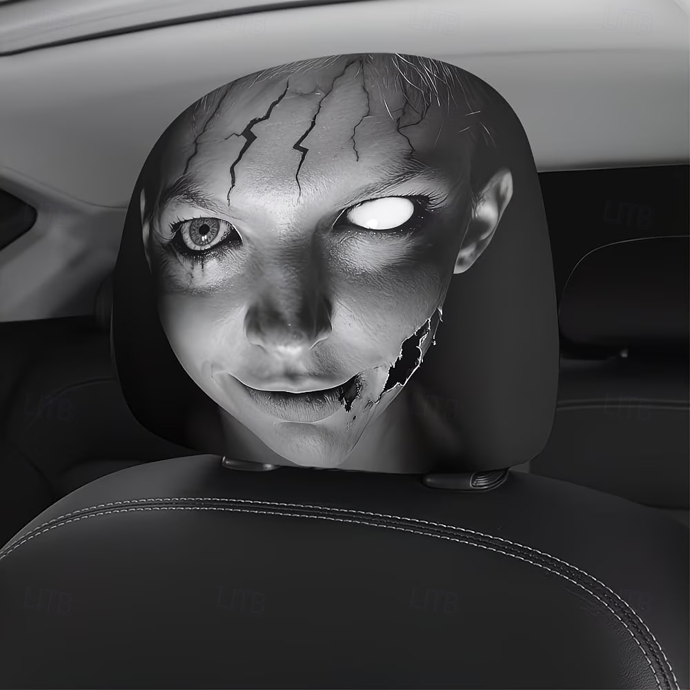 2/4PCS Cracked Makeup Car Seat Headrest Covers, Funny Prank Headrest Protectors, Universal Fit Stretch Car Interior Accessories, Washable and Easy to Install, Comfortable Seat Protection for Cars, SUV 2026 - $16.99 –P7