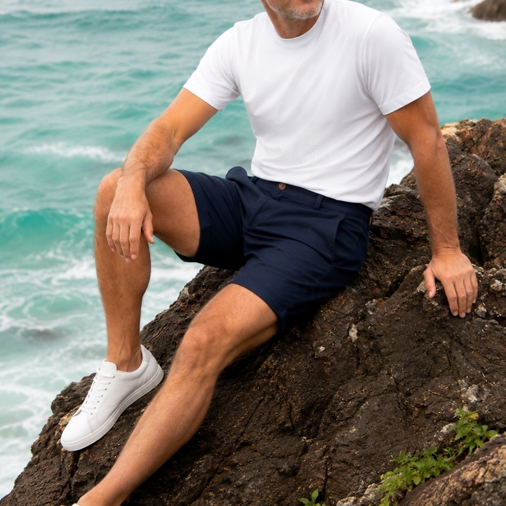 Homme Slacks Robe Short Avec Poches Uni Confort Court Occasionnel Quotidien Extérieur Occasionnel bleu marine Micro-Élastique de 2026 ? $33.99 –P3