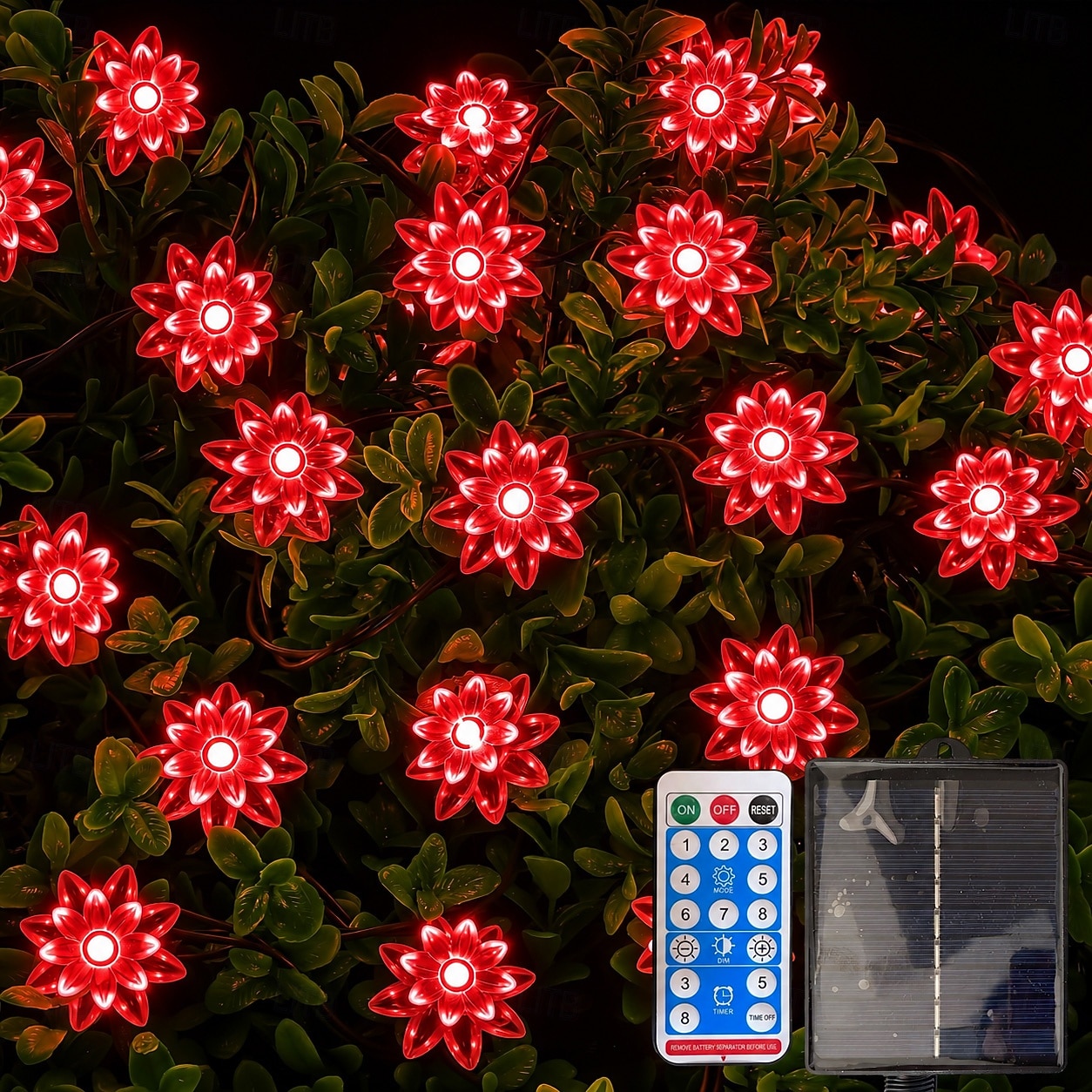 12m Lichterketten 100 LEDs Solarmodul Warmweiß Kaltweiß Rot Kreative Lichterketten Festtagslichter Halloween Innenbereich Kreativ USB-betrieben Solarbetrieben 2026 - $32.99 –P8