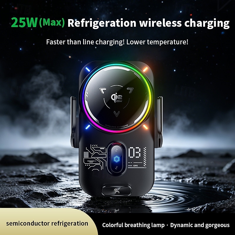 Qi2 25W Wireless Car Charger with Semiconductor Refrigeration, Fast Cooling Magnetic Phone Mount, Auto-Clamping Car Phone Holder with RGB Light, for iPhone 17/16/15/14, Samsung S26, Android 2026 - $47.99 –P11