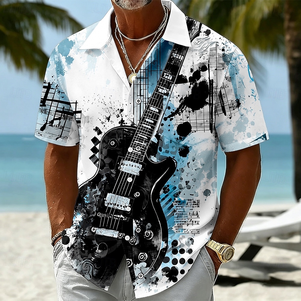Per uomo Chitarra Strumento musicale Camicia Camicia Estiva Camicia con Bottoni Manica Corta Vintage Retrò All'aperto Vacanza al Mare Estate Primavera Collo ripiegato Stampa 3D Camicie con bottoni del 2026 a $12.99 –P1