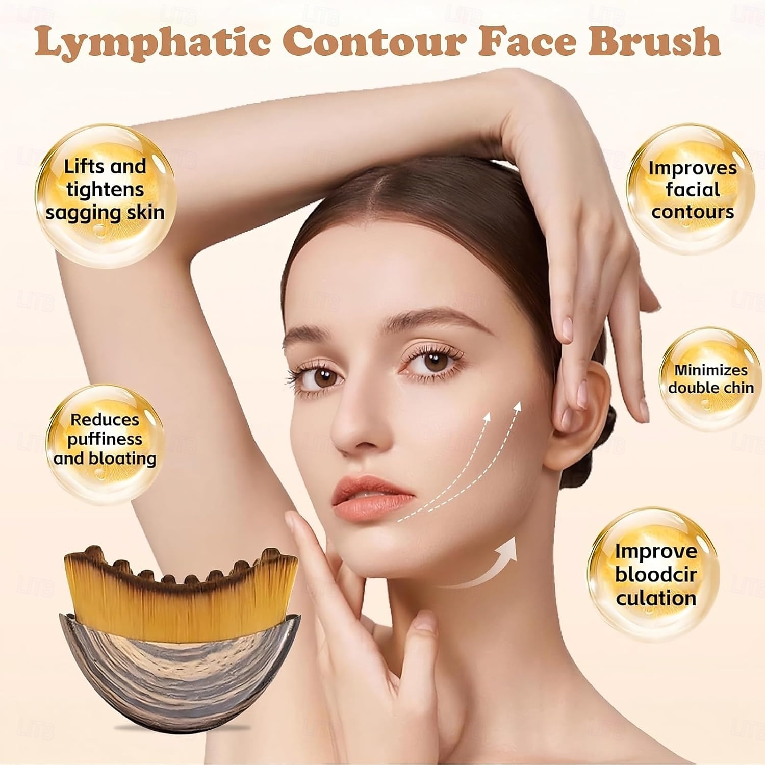 Lymfekliercontourborstel voor het gezicht, gebogen foundationborstel voor het contouren van de kaaklijn, facelift &contourborstel voor make-up, vermindert wallen. &Professionele gezichtsmassagetool 2026 - $11.99 –P2