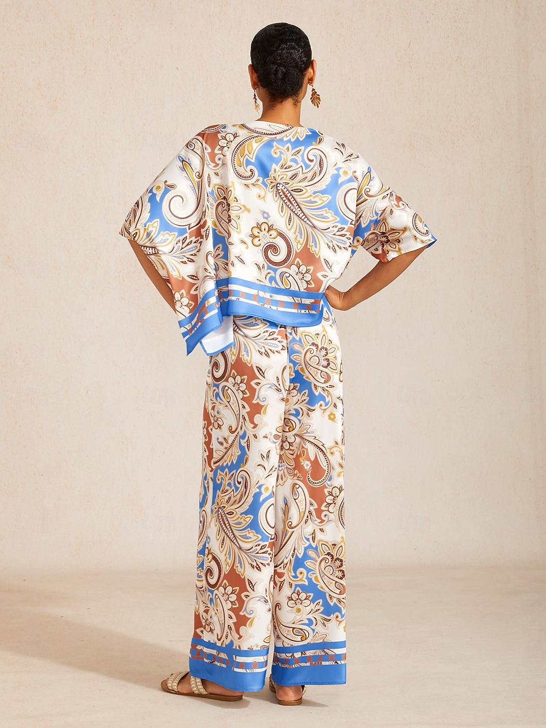 królewski top dolman z satyny jedwabistej paisley flora 2026 - $56.99 –P2