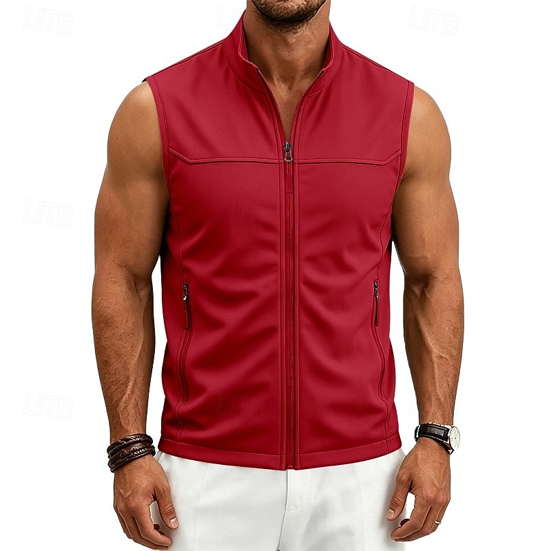 Homme Couleur Unie Gilet de course à pied Veste softshell Débardeur Rembourré Été Printemps Automne Avec Poches Fermeture intégrale Sans manches Séchage Rapide Léger Respirant Salle de sport Pêche de 2026 ? $26.99 –P6