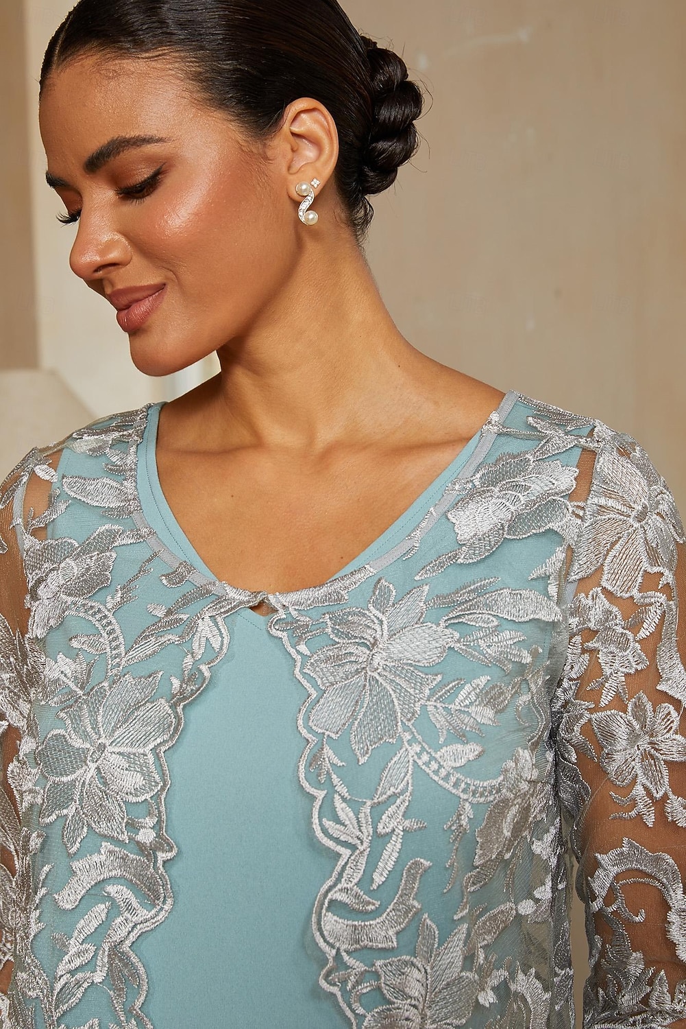 Per donna Completi da abito in due pezzi Tubino Colonna Abito da Cocktail Abito da invitata a nozze Lunghezza al ginocchio Scollo a V Manica 3/4 Manica illusione Elegante con Pizzo Tessuto del 2026 a $119.99 –P8