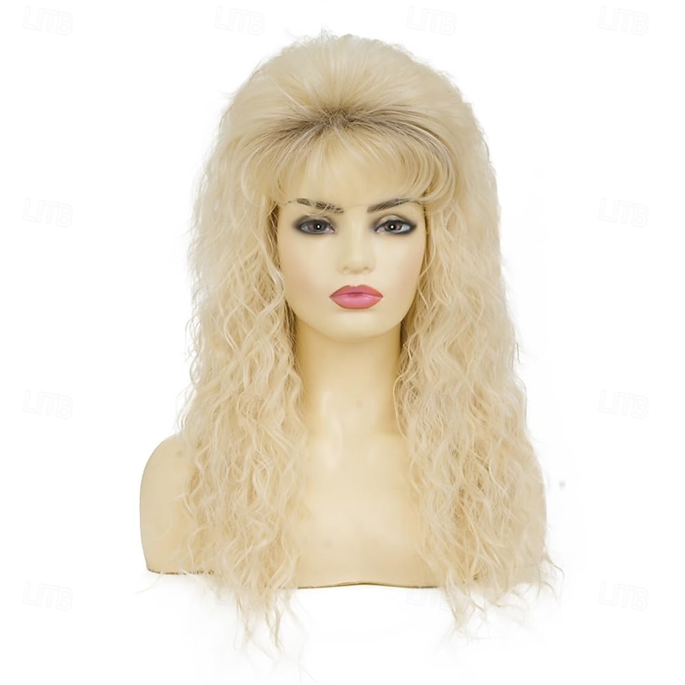 Long Blonde Curly Wig for Women Blonde Rocker Punk 70s 80s Wig With Bangs Synthetic Fiber Wigs for Costume Halloween Cosplay Use 2026 - $27.99 –P2