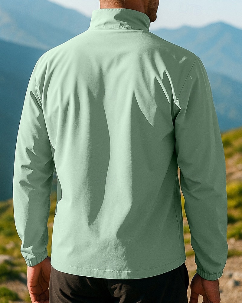 Herre Vindtett jakke Softshell jakke Turjakke Utendørs Vanntett Vindtett Turantrekk Turklær Vår Høst Topper Camping / fotturer / grotting Løp Svart Hvit Gul 2026 - $31.99 –P2