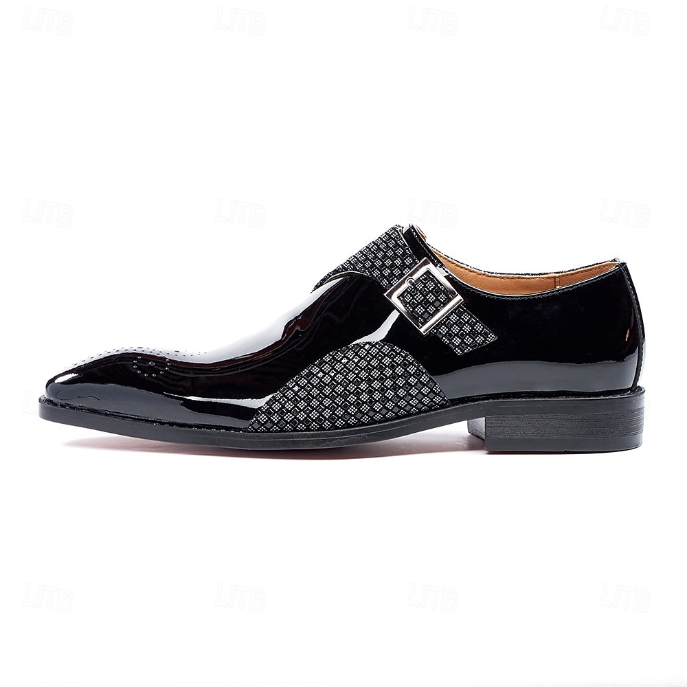 Men's Black Patent Monk Strap Dress Shoes, Pointed Toe Formal Shoes, Elegant Business Shoes for Wedding, Office, Party 2026 - $109.99 –P3