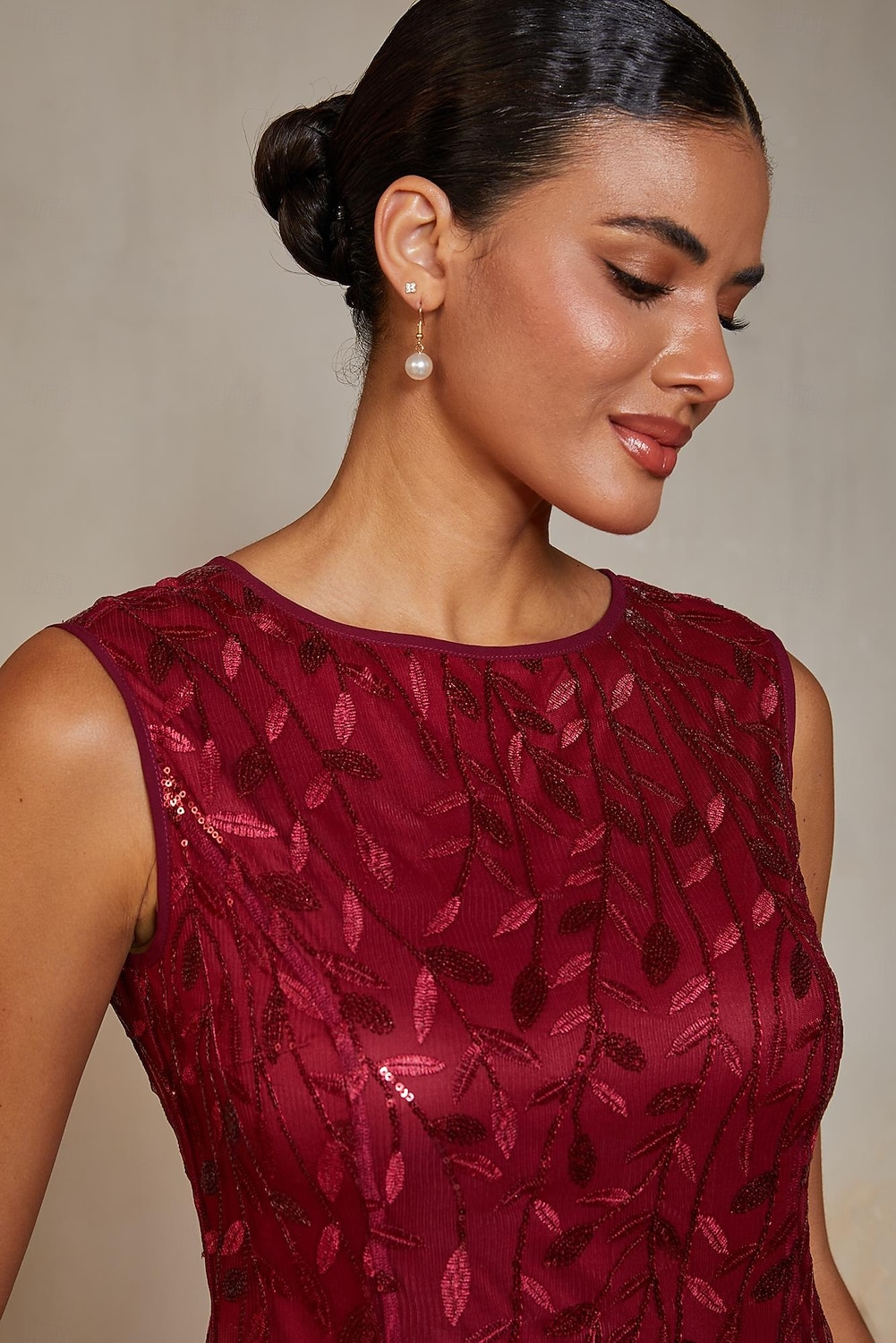Women's Mermaid Trumpet Cocktail Dress Wedding Guest Dress Tea Length Boat Neck Sleeveless Elegant Vintage 1980s Mother Of The Bride Party Semi Formal with Mesh Glitter Embroidery Flared Tulle Hem 2026 - $119.99 –P7