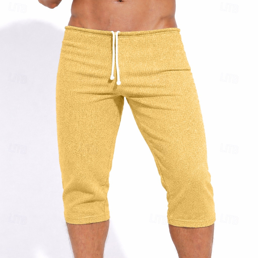 Voor heren Capri broeken Actieve korte broek Sweat short Korte broek Zomer korte broeken Trekkoord Elastische taille Puur Effen Comfort Knielengte Casual Dagelijks Buiten Sport Streetwear Wit Khaki 2026 - $20.99 –P4
