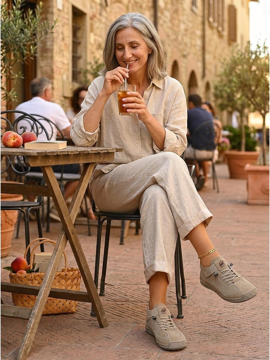 Women's Khaki Wide Width Comfort Walking Shoes – Extra Wide Toe Box Casual Sneakers with Soft Leather Upper & Flexible Non-Slip Sole for Travel, Outdoor and Everyday Wear 2026 - $46.99 –P7