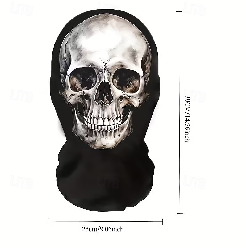 Mască de craniu de Halloween, mască de costum de schelet înfricoșătoare cu față completă, cu deschideri respirabile pentru ochi, recuzită de cosplay horror pentru adulți, casă bântuită, petrecere de 2026 - $9.99 –P2