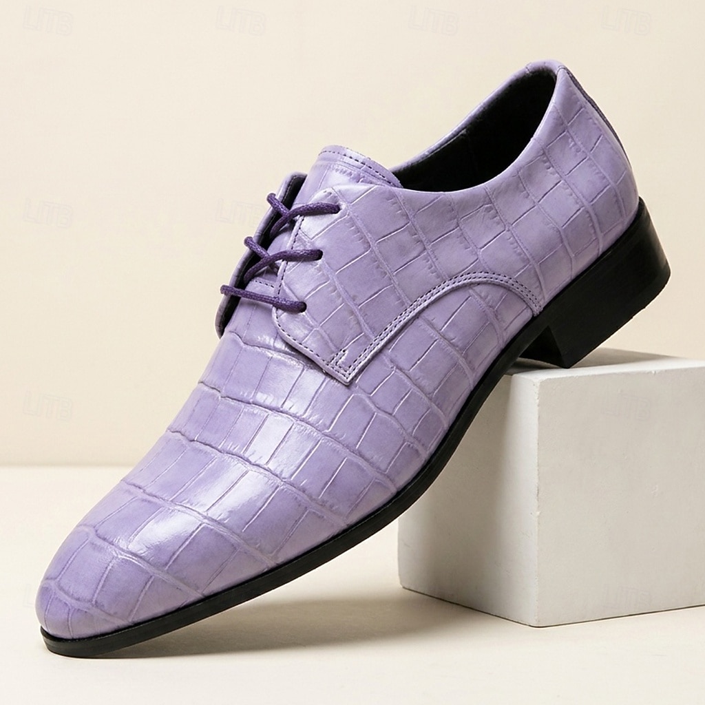 Men's Crocodile Pattern Derby Dress Shoes – Elegant Lace-Up Statement Shoes for Weddings, Parties, Banquets & Fashion-Forward Gentlemen 2026 - $46.99 –P4