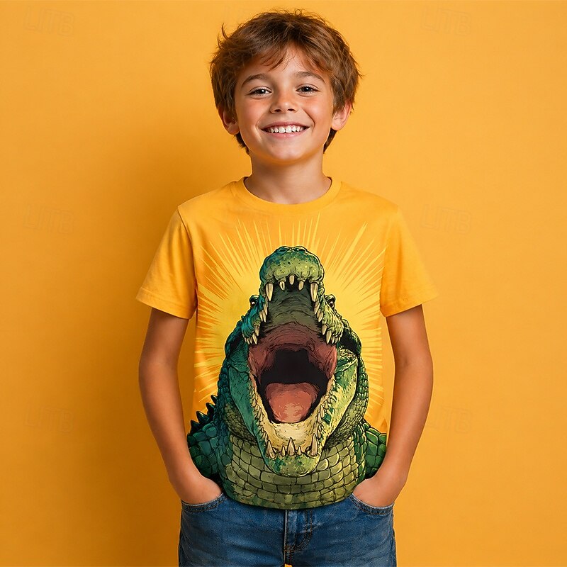 Jungen 3D Tiermotiv 3D T-Shirt Kurzarm 3D-Druck Sommer Frühling Übertrieben Designer Kinder 4-12 Jahre Party Normale Passform 2026 - $13.49 –P2