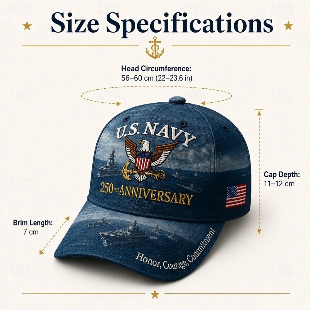 Boné comemorativo do 250º aniversário da Marinha dos EUA, boné de beisebol bordado para veteranos com patch da bandeira americana, presente militar para veteranos, marinheiros da ativa e patriotas que de 2026 por $21.99 –P5
