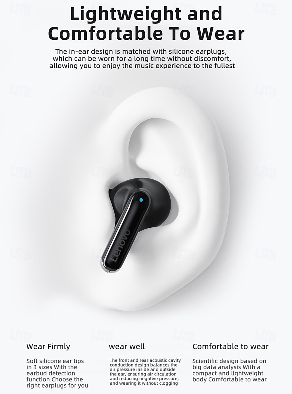 Lenovo thinkplus Wireless Earbuds, Bluetooth 5.3 Headphones with Noise Cancelling, HiFi Stereo TWS In-Ear Earphones with Mic, Charging Case, Sport Earbuds for iPhone and Android, Grey & Black 2026 - $35.99 –P28