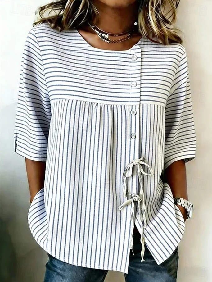 Per donna Camicia Camicia Boho Camicia casual Coulisse Ombre Grafico Geometrico Elegante Bohemien Attivo Mezza Manica Girocollo Top Regolari Casuale Quotidiano Lavoro Bianco Bianco + rosa Beige del 2026 a $32.99 –P5