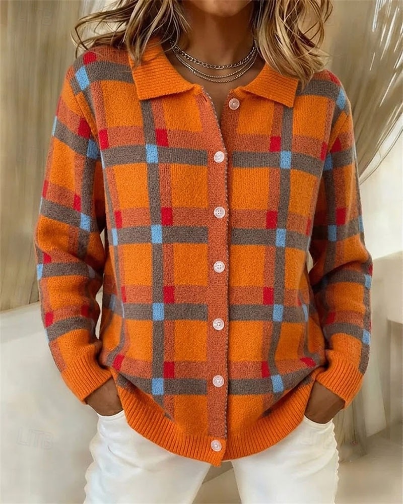 Per donna Felpa Cardigan Elegante Moda Streetwear Tinta unica Plaid Colletto a Camicia Patchwork Bottoni Lavorato a maglia Manica Lunga Top Regolari Maglia Quotidiano Casa All'aperto Blu Verde chiaro del 2026 a $25.99 –P1