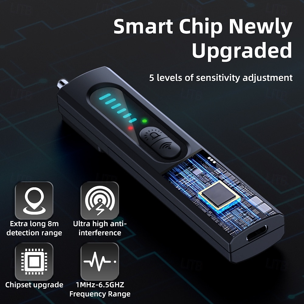 Verborgen cameradetector, gps-trackerzoeker, RF-signaaldetector voor afluisterapparatuur, anti-spionageapparaat, draagbare privacybeschermer voor hotel, thuis en op reis, handzame 2026 - $31.99 –P6