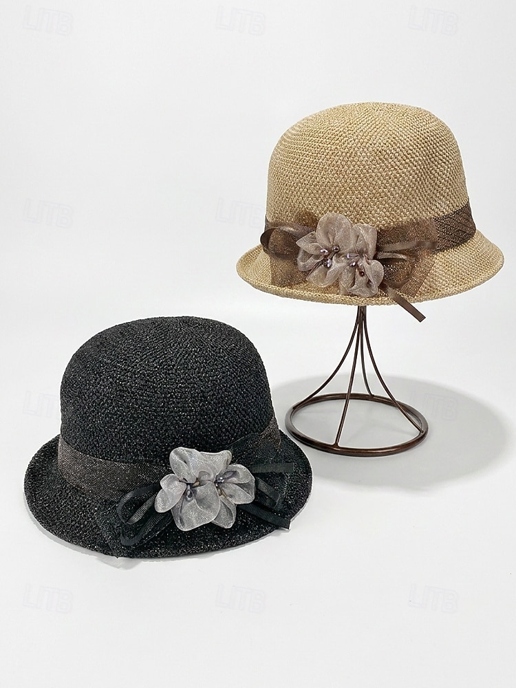 قبعة صيفية نسائية من البوليستر المنسوج، مزينة بفيونكة شبكية على شكل زهرة ثلاثية الأبعاد، قبعة أنيقة مناسبة لحفلات الحدائق وحفلات الزفاف وحفلات الشاي والكنيسة والعطلات، متوفرة بألوان متعددة. 2026 - $14.99 –P6