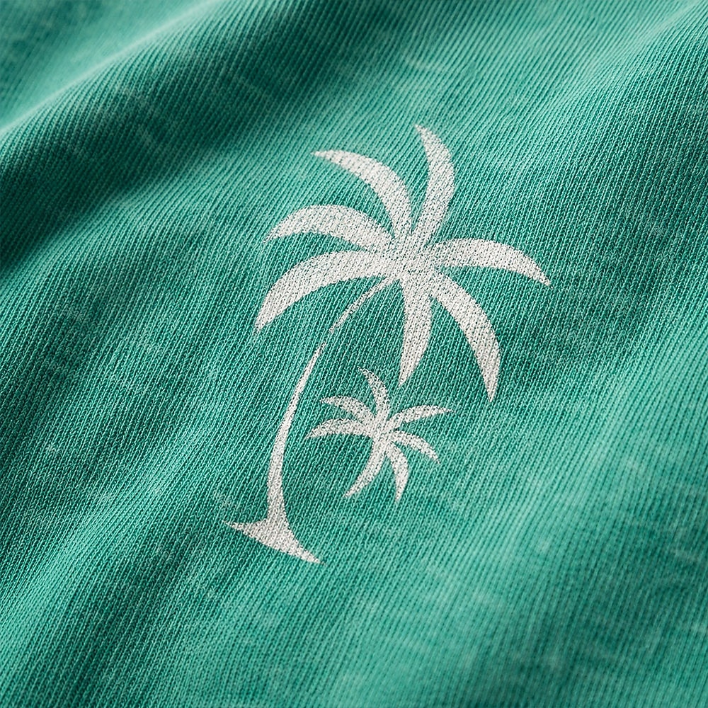 Tricou bărbătesc cu imprimeu hawaian din frunze de palmier și nucă de cocos, 100% bumbac, spălat acid, gros, tricou cu mânecă scurtă, guler rotund, stil DTG, îmbrăcăminte la modă, stil zilnic, 2026 - $27.99 –P2