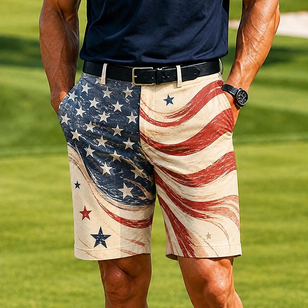 4 juli 2026 250e Voor heren Ster Amerikaanse Amerikaanse vlag Adelaar korte broek Casual korte broek Golfshorts Medium Taille Zakelijk informeel Werk Golf Festival Platte shorts met 4 zakken Ontwerper 2026 - $25.99 –P4