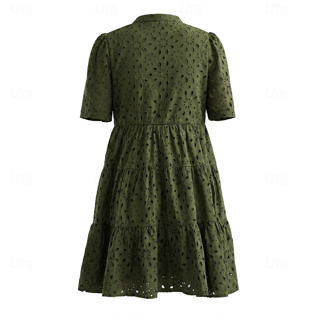 Per donna Abito al ginocchio Abito ritagliato Elegante Quotidiano Vestibilità comoda Colore Puro Manica Corta Scollo a V Blu chiaro Nero Bianco Rosa Estate del 2026 a $35.99 –P2
