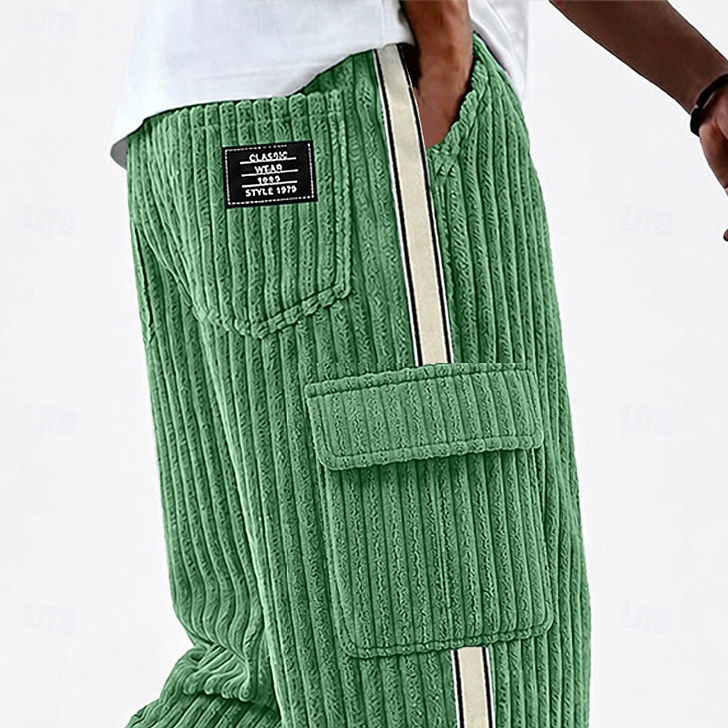 Homens Calças Cargo Calças Calças de Veludo Calção Calça casual Com Cordão Bolso multi Côr Sólida Conforto Comprimento total Casual Diário Ao ar livre Moda Estilo Clássico Azul Azul Marinha Sem de 2026 por $33.99 –P2