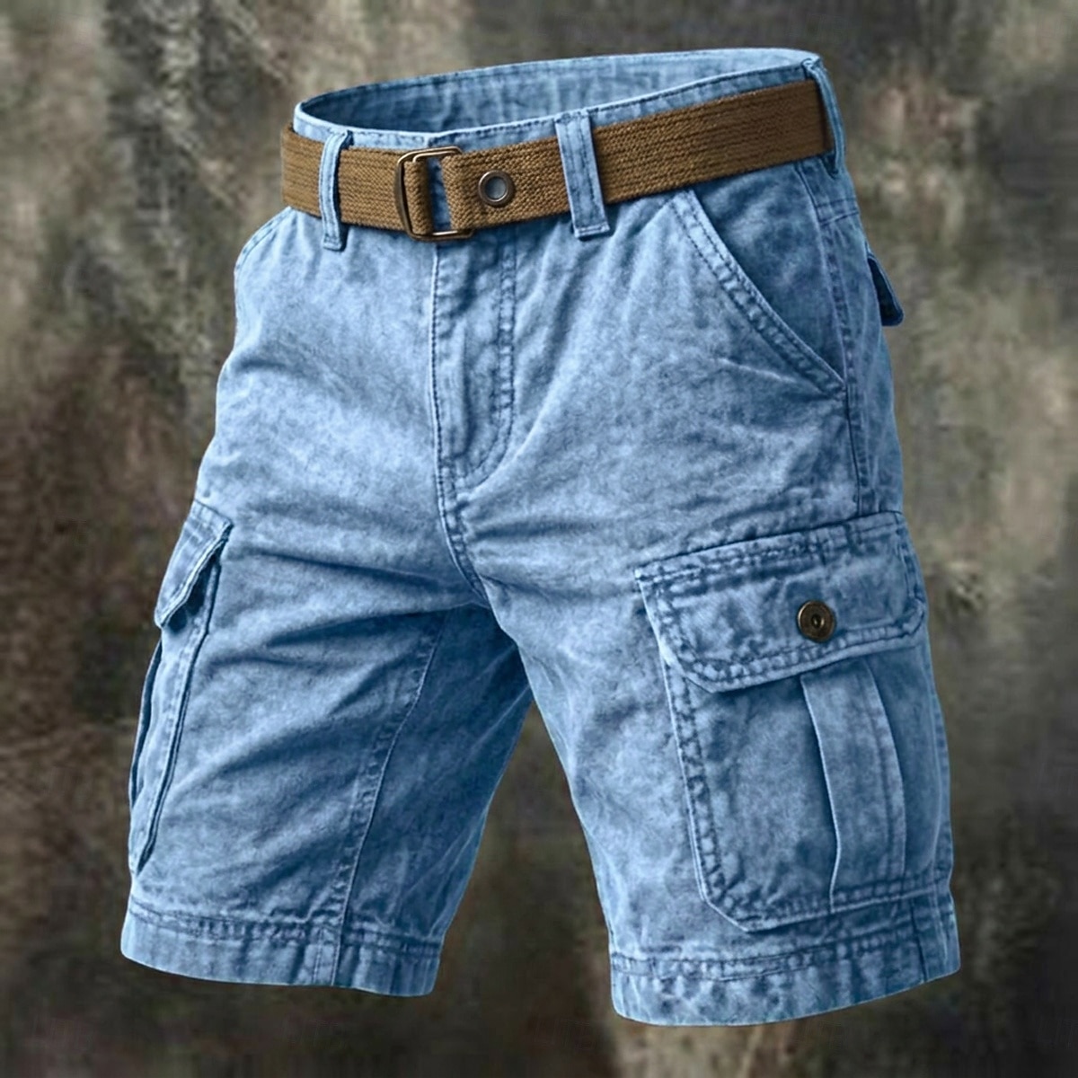 Herre Cargoshorts Shorts Sommershorts Casual shorts Syrevaskede shorts Lomme Elastisk midje Vasket Komfort Pustende Knelengde Avslappet utendørs Strand Ferie Mote Navyblå Himmelblå Mikroelastisk 2026 - $39.99 –P5