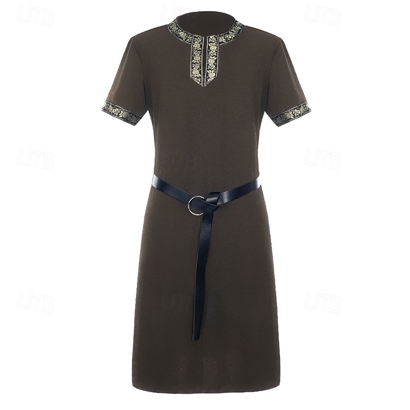Set Retro Vintage Medieval Renaissance Waist Belt Tunic with Accessories Short Sleeves Pirate Viking Fancy Dress Men's Viking Halloween Carnival Renaissance Fair LARP Adults Belt T-shirt 2026 - $46.99 –P8