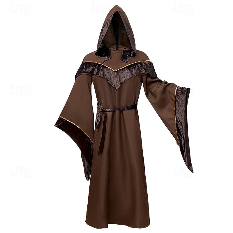 Retro Vintage Medieval Renaissance Floor Length Hoodies Robe Long Sleeves Wizard Monk Fancy Dress Men's Halloween Carnival Performance Renaissance Fair LARP Adults' Robe 2026 - $56.99 –P2