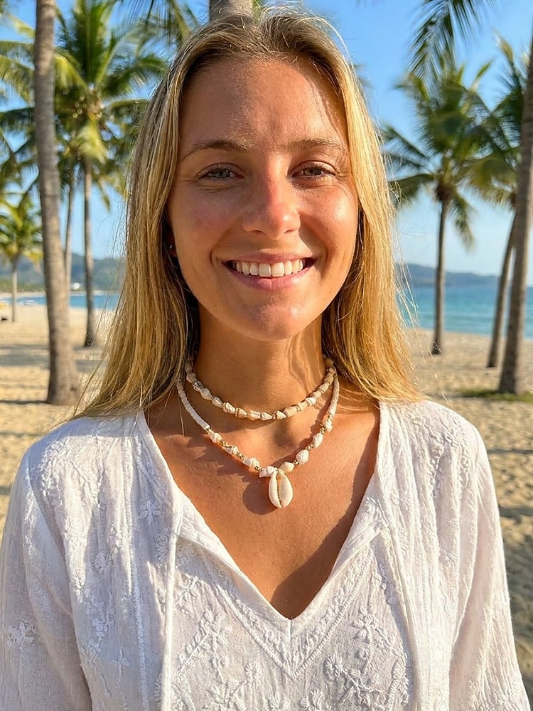 Damesketting met meerdere lagen van natuurlijke schelpen, dubbele streng strandsieraden, handgemaakte ketting met schelpen en kralen, kustachtige boho-vakantieaccessoires voor zomerreizen en cruises. 2026 - $7.99 –P1