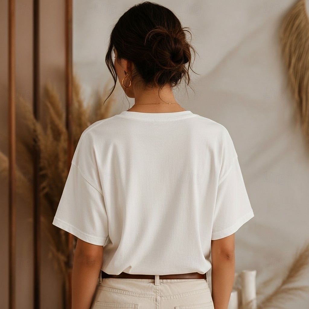 T-shirt musicale brodé 100 % coton pour femmes T-shirt d'été élégants vintage mode à manches courtes col rond haut régulier décontracté quotidien plage blanc été printemps automne hiver de 2026 ? $28.99 –P3