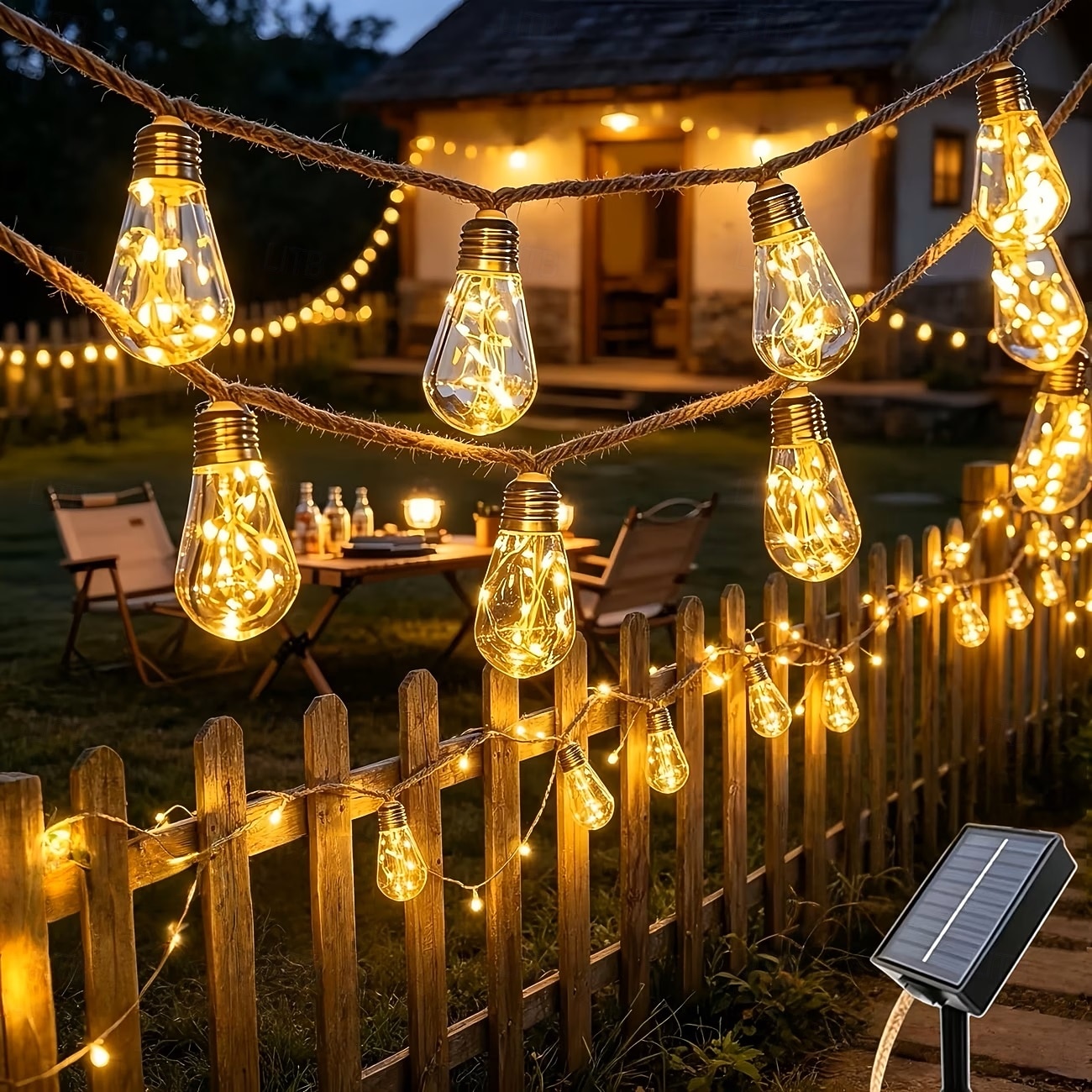 Guirnalda de luces solares de 11,6 m con 25 luces LED para camping, playa, bodas, patios, jardines, caminos, fiestas al aire libre y decoración de paisajes. 2026 - $52.99 –P1