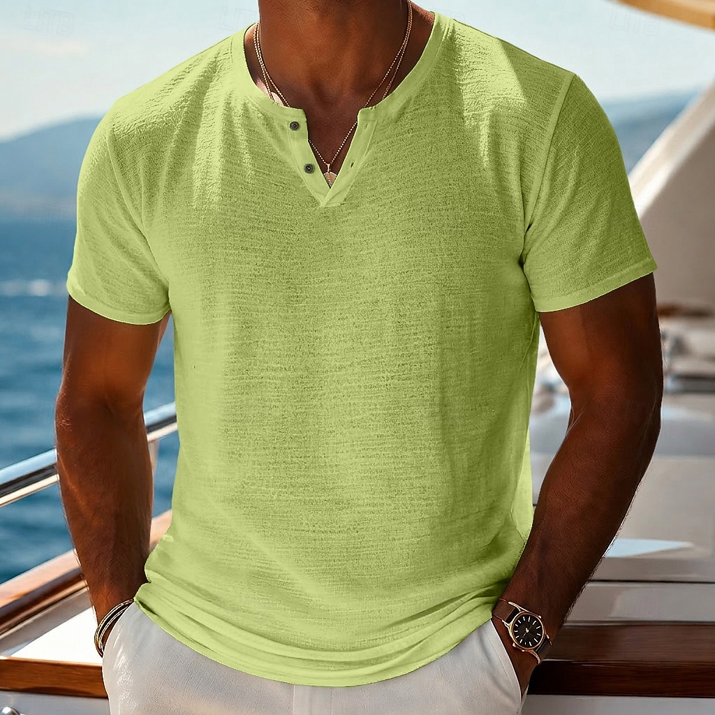 Per uomo Maglietta Maglietta a Maglia Manica Corta Scollo a V Estate Tinta unica Testurizzato Moda Leggero Essenziale Lavorato a maglia Puro Casuale Vacanza Streetwear Blu Nero Verde chiaro Maglietta del 2026 a $16.49 –P18
