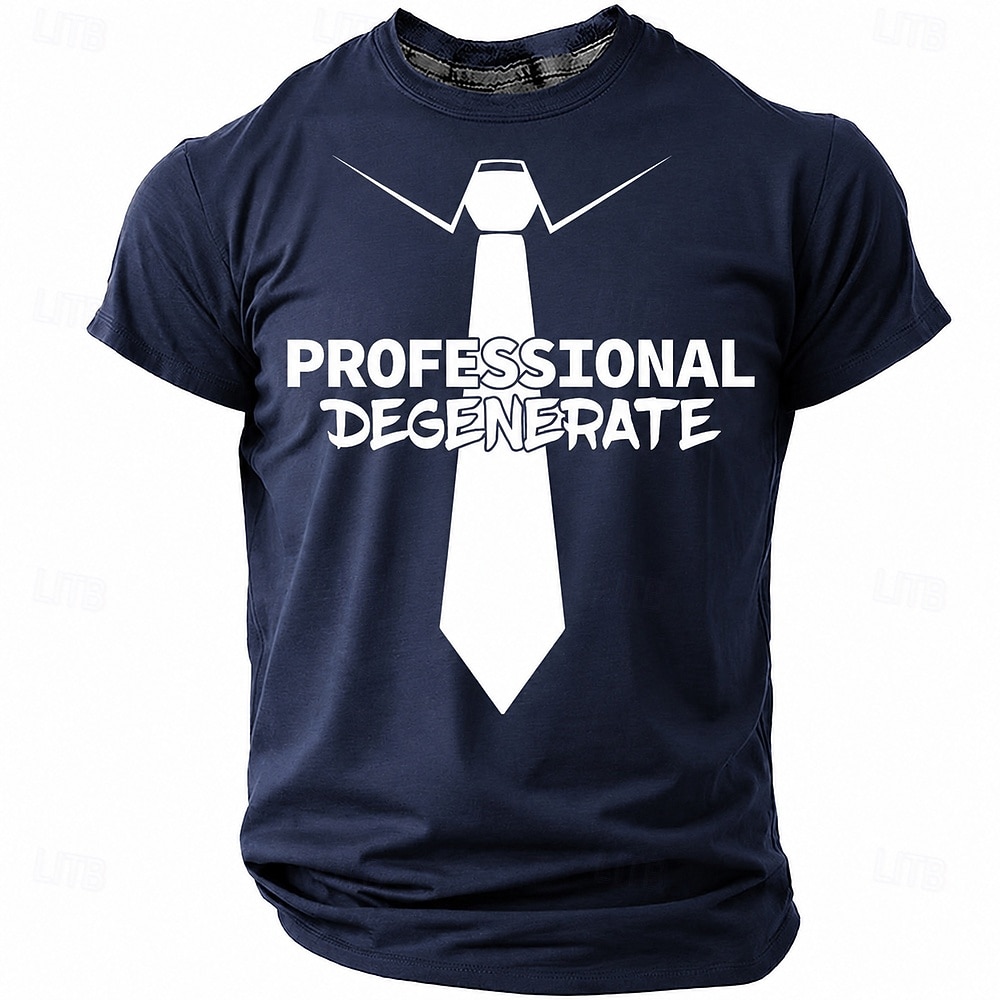 Men's Professional Degenerate Tie Funny Sarcastic Graphic T-Shirt Casual Crew Neck Short Sleeve Tee Shirt Designer Clothing Apparel S M L XL XXL XXXL 2026 - $19.99 –P7